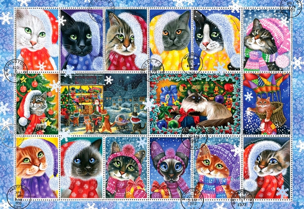 Se Christmas Cat Stamp Collection hos Puzzleshop