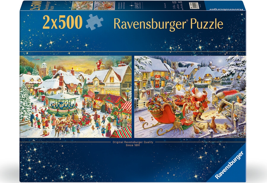 Ravensburger Puslespil - 2x500 Brikker - Christmas Collection No