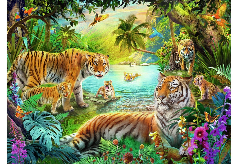 Tiger Family in the Oasis