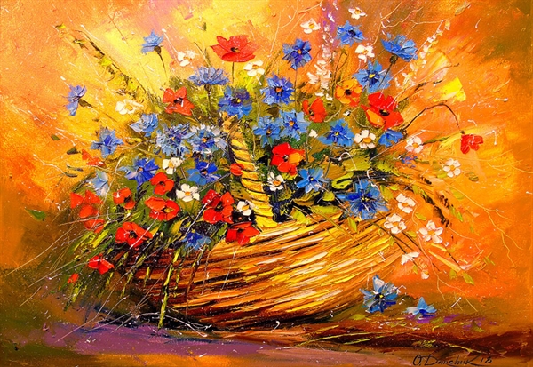 Billede af Basket with Flowers