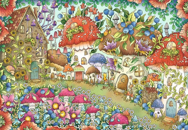 Se Floral Mushroom Houses hos Puzzleshop