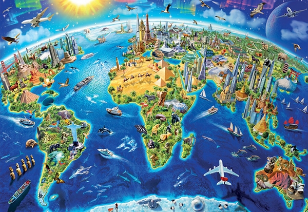 Se World Landmarks Globe hos Puzzleshop