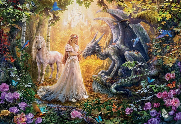 Billede af Dragon, Princess and Unicorn