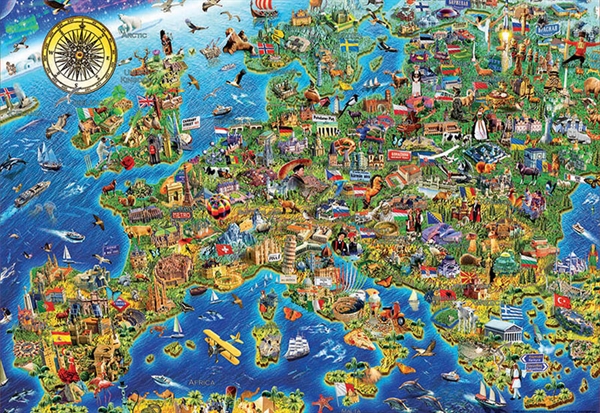 Se Crazy European Map hos Puzzleshop