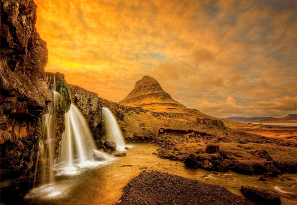 Billede af Kirkjufellsfoss Waterfall, Iceland hos Puzzleshop