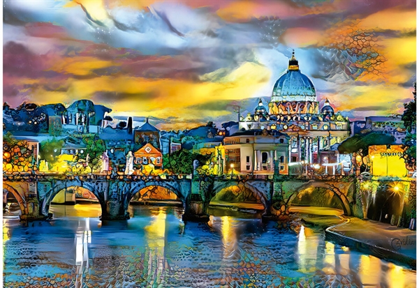 Billede af St. Peter's Basilica and the St. Angelo Bridge hos Puzzleshop