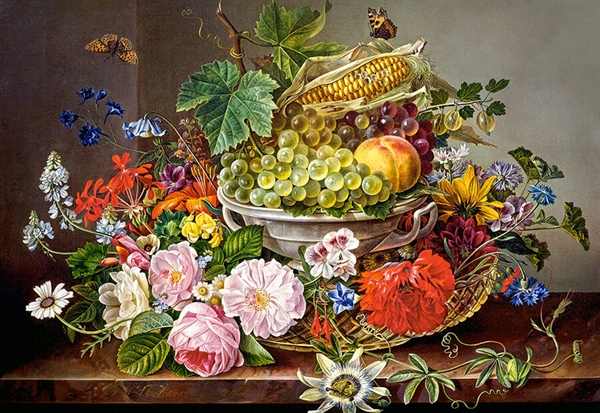 Billede af Flowers and Fruit Basket
