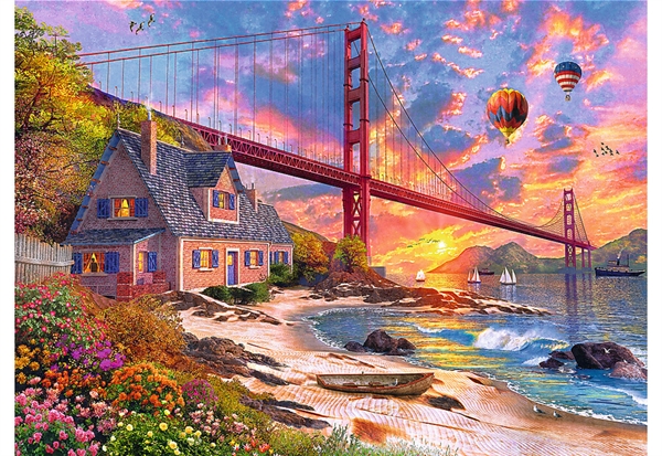 Se Sunset at Golden Gate (træ) hos Puzzleshop