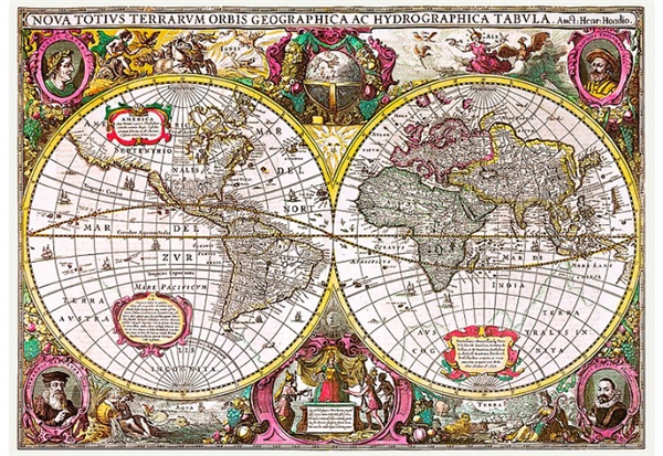 Se A New Land and Water Map of the Entire Earth, 1630 hos Puzzleshop