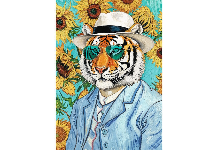 Pets as Art - Sir Tiger and the Sunflowers