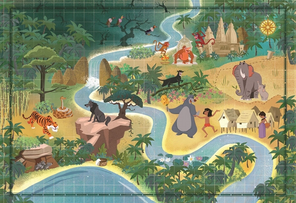 Billede af Disney Story Maps - The Jungle Book hos Puzzleshop