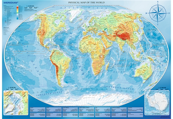 Billede af Large Physical Map of the World