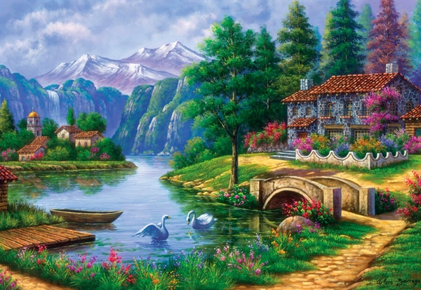 Se Village by Lake hos Puzzleshop