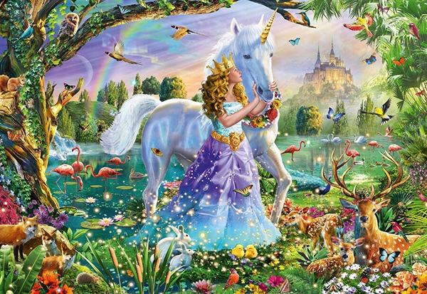 Se Princess, Unicorn and Castle hos Puzzleshop