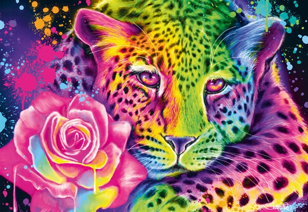 Se Neon Rainbow Leopard hos Puzzleshop