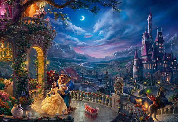 9: Schmidt - Thomas Kinkade: Disney - Skønheden og Udyret Dans i måneskin (1000 brikker)