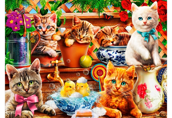 Se Kittens in the Potting Shed hos Puzzleshop